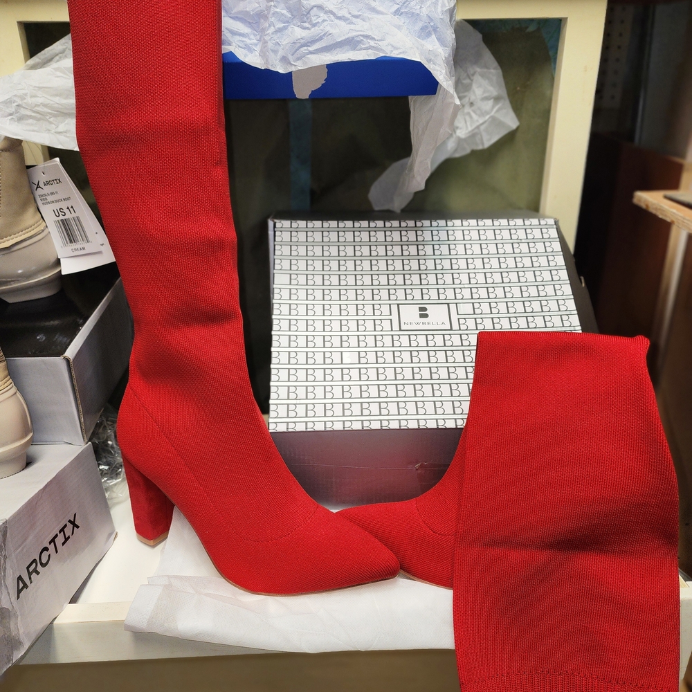 Vibrant Red Knee-High Boots
